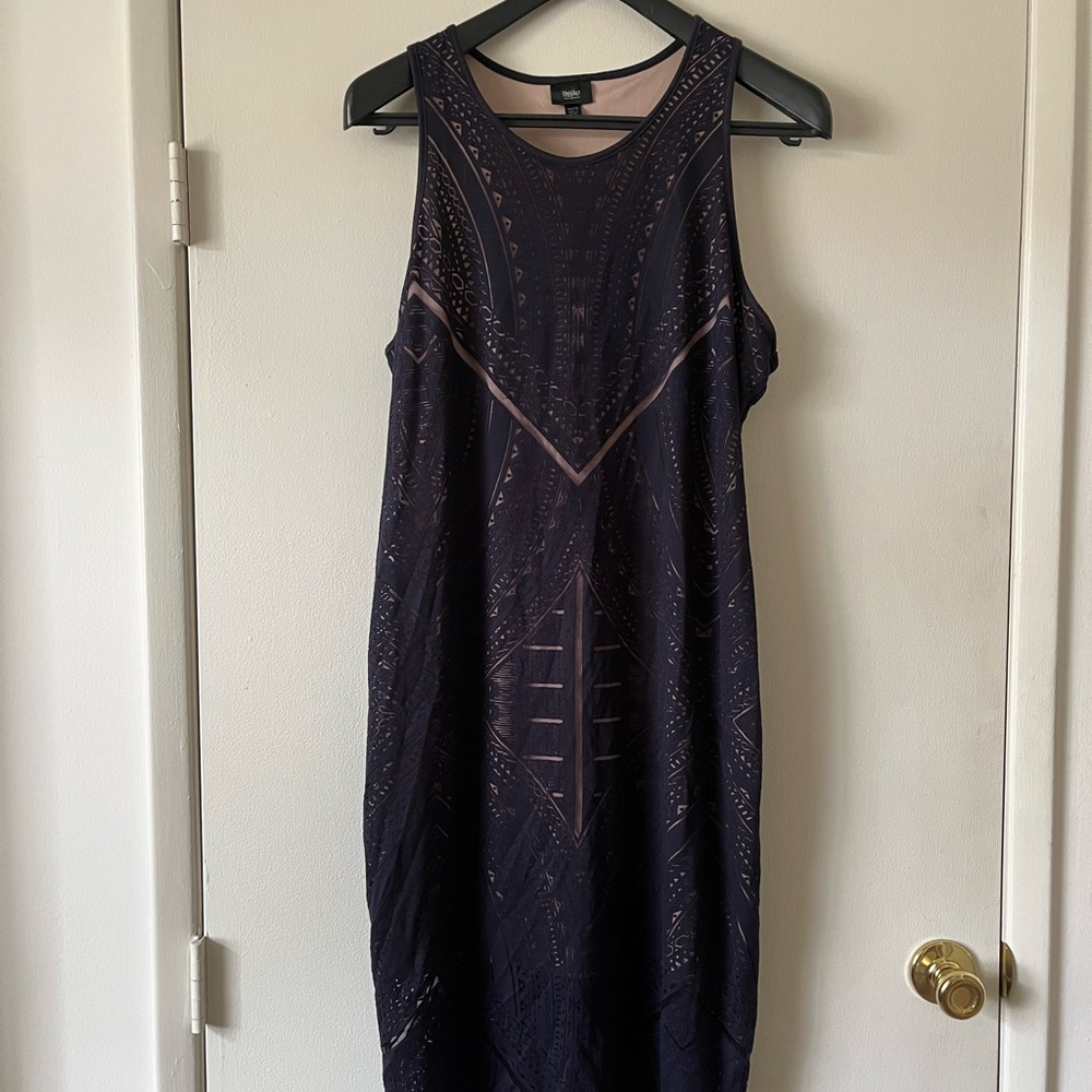 Art Deco pattern, navy colored Mossimo target dress.